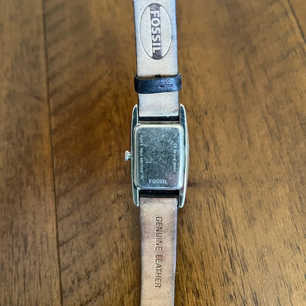 Fossil Black Leather Strap Watch